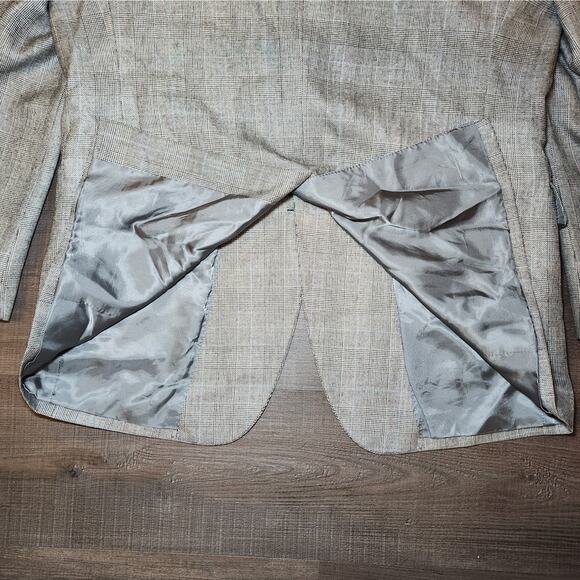 JOS A BANK Mens Sport Coat Blazer 43R Gray Silk Camelhair Hondstooth Check - Picture 4 of 16